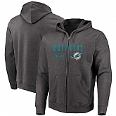 Men's Miami Dolphins Majestic Hyper Stack Full Zip Hoodie Heathered Charcoal,baseball caps,new era cap wholesale,wholesale hats
